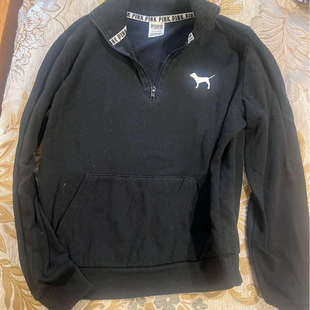 Pink by Victoria's Secret quarter zip black sweatshirt